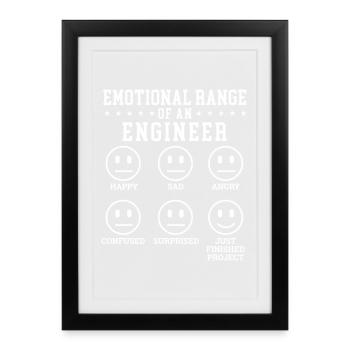 Emotional Range Of An Engineer Mechanical Joke - Framed poster (27 × 37 cm) - black - Front