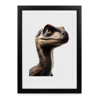 Raptor Vélociraptor Dinosaure Dino Raptors - Affiche encadrée (27 × 37 cm) - noir - Devant