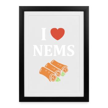 J aime NEMS et Rouleaux Printemps - Affiche encadrée (27 × 37 cm) - noir - Devant