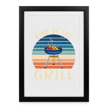 King of the Grill – Retro BBQ Design - Framed poster (27 × 37 cm) - black - Front