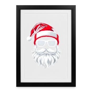 Santa Claus With Sunglasses Santa Hipster - Framed poster (27 × 37 cm) - black - Front
