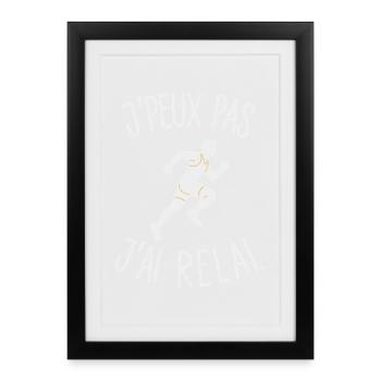 J’peux pas j’ai relai humour sportif athlétisme - Affiche encadrée (27 × 37 cm) - noir - Devant