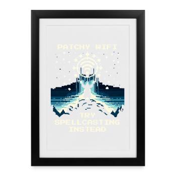 Wi-Fi weak? Magic instead of streaming | Nerd Joke - Framed poster (27 × 37 cm) - black - Front