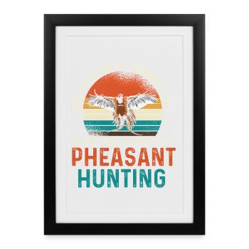Pheasant Hunting Retro Sunset - Framed poster (27 × 37 cm) - black - Front