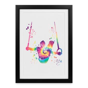 Gymnastique artistique Anneaux Gymnastique artistique - Affiche encadrée (27 × 37 cm) - noir - Devant