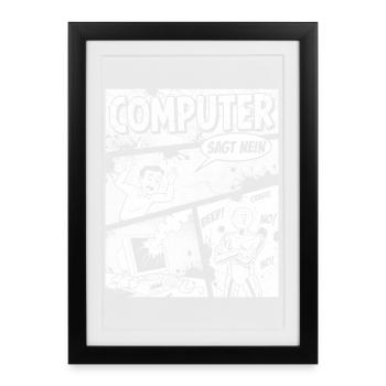Retro Computer Comic Says No - Framed poster (27 × 37 cm) - black - Front
