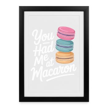 Macaron Desserts Français - Affiche encadrée (27 × 37 cm) - noir - Devant