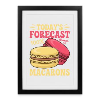 Macaron Desserts Français - Affiche encadrée (27 × 37 cm) - noir - Devant