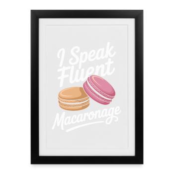 Macaron Desserts Français - Affiche encadrée (27 × 37 cm) - noir - Devant