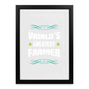 Weltbester Farmer – Shirt - Gerahmtes Poster (27 × 37 cm) - Schwarz - Vorne