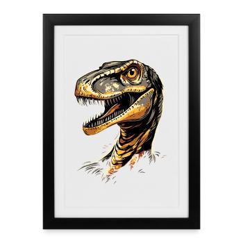 Raptor Vélociraptor Dinosaure Dino Raptors - Affiche encadrée (27 × 37 cm) - noir - Devant