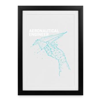 Ingénieur aéronautique Avion Science Nerd Cadeau - Affiche encadrée (27 × 37 cm) - noir - Devant