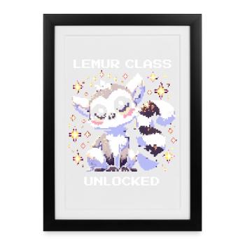 Classe de lémurien débloquée | RPG, Mise à niveau - Affiche encadrée (27 × 37 cm) - noir - Devant