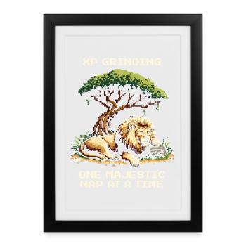 Rectification Majestueuse XP | Safari de détente du lion - Affiche encadrée (27 × 37 cm) - noir - Devant