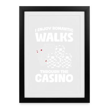 Promenades romantiques Casino Jeux d’argent Joueur drôle - Affiche encadrée (27 × 37 cm) - noir - Devant