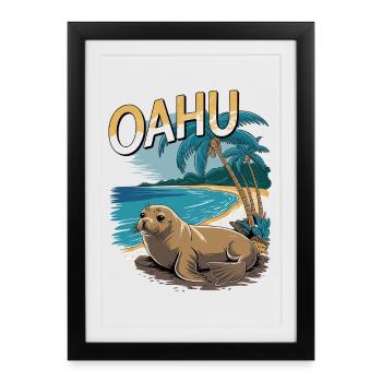 Oahu Tropical Seal Beach Paradise Scene - Framed poster (27 × 37 cm) - black - Front