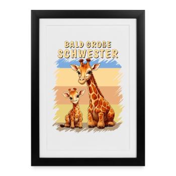 LES GIRAFES BIENTÔT GRANDE SŒUR - Affiche encadrée (27 × 37 cm) - noir - Devant