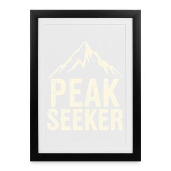 Summit hunter motif Peak Seeker - Framed poster (27 × 37 cm) - black - Front
