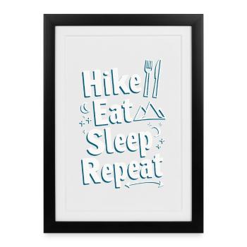 Hike Eat Sleep Repeat Outdoor Saying - Framed poster (27 × 37 cm) - black - Front