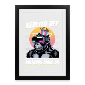 Anniversaire Gamer VR - Affiche encadrée (27 × 37 cm) - noir - Devant