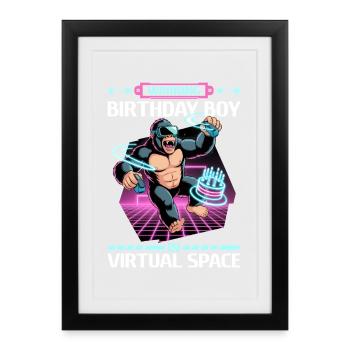 Anniversaire Gamer VR - Affiche encadrée (27 × 37 cm) - noir - Devant