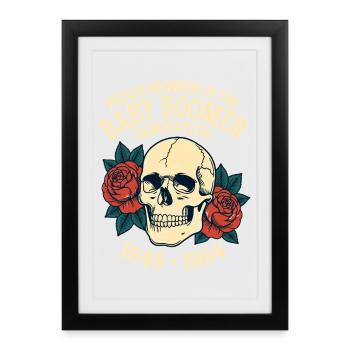 Roses crâne de baby-boomer - Affiche encadrée (27 × 37 cm) - noir - Devant