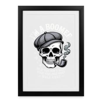 Skull with Whistle Bomber Humor - Framed poster (27 × 37 cm) - black - Front