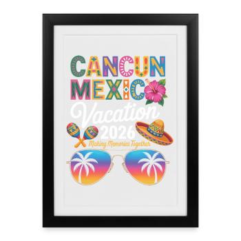 Vacances Cancun Mexique 2026 - Affiche encadrée (27 × 37 cm) - noir - Devant