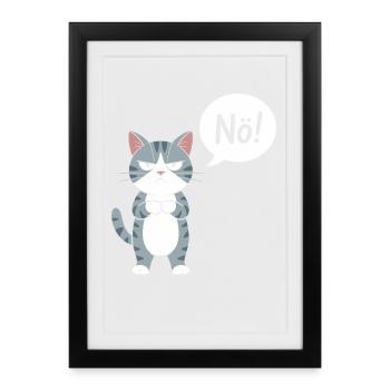Non! Drôle de chat avec dicton - Affiche encadrée (27 × 37 cm) - noir - Devant