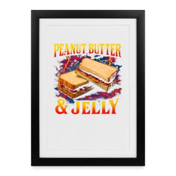 beurre de cacahuète et gelée, nourriture préférée, bizarre, - Affiche encadrée (27 × 37 cm) - noir - Devant