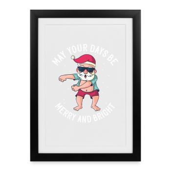 Dabbing Santa - St. Nicholas is not cold - Framed poster (27 × 37 cm) - black - Front