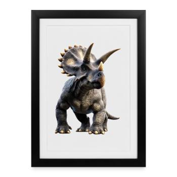 Triceratops Dinosaurier Dinos Triceratops Dino - Gerahmtes Poster (27 × 37 cm) - Schwarz - Vorne