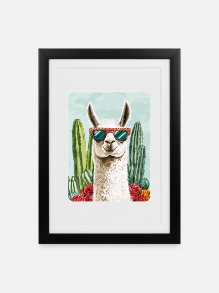 Lama - Gerahmtes Poster (27 × 37 cm) - Schwarz