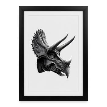 Triceratops Dinosaurier Dinos Triceratops Dino - Gerahmtes Poster (27 × 37 cm) - Schwarz - Vorne