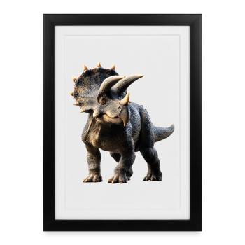 Triceratops Dinosaurier Dinos Triceratops Dino - Gerahmtes Poster (27 × 37 cm) - Schwarz - Vorne
