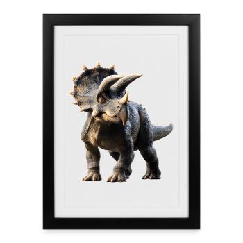 Triceratops Dinosaurier Dinos Triceratops Dino - Gerahmtes Poster (27 × 37 cm) - Schwarz - Vorne