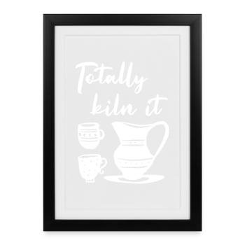 Totally bin it coffee kitchen illustration - Framed poster (27 × 37 cm) - black - Front