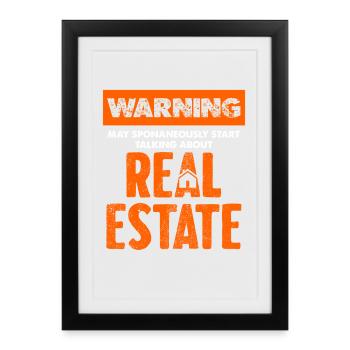 Avertissement Immobilier Sujet de conversation - Affiche encadrée (27 × 37 cm) - noir - Devant