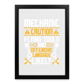 Mécanicien automobile Mécatronicien Technicien Tournevis Cadeau - Affiche encadrée (27 × 37 cm) - noir - Devant