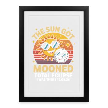 Éclipse de lune de soleil avec lunettes - Affiche encadrée (27 × 37 cm) - noir - Devant