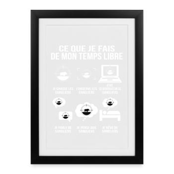 Ce que je fais de mon temps libre humour chasseur - Affiche encadrée (27 × 37 cm) - noir - Devant