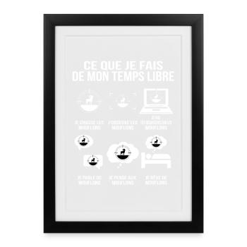 Ce que je fais de mon temps libre humour chasseur - Affiche encadrée (27 × 37 cm) - noir - Devant
