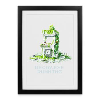 Verfall.exe running | Retro Arcade Dystopia - Framed poster (27 × 37 cm) - black - Front
