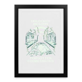 Région débloquée : coordonnées oubliées - Affiche encadrée (27 × 37 cm) - noir - Devant