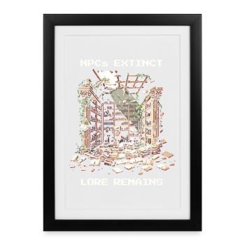 NPCs gone, lore stays | Post-apocalyptic - Framed poster (27 × 37 cm) - black - Front