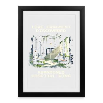 Légende trouvée : Aile de la clinique abandonnée | Urbain - Affiche encadrée (27 × 37 cm) - noir - Devant