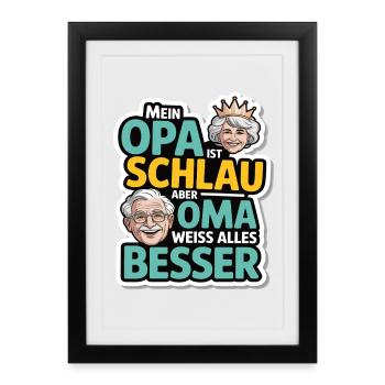  Lustiges Oma Opa Spruch Design für Kinder & - Gerahmtes Poster (27 × 37 cm) - Schwarz - Vorne