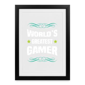 Meilleur joueur au monde – Design en détresse - Affiche encadrée (27 × 37 cm) - noir - Devant