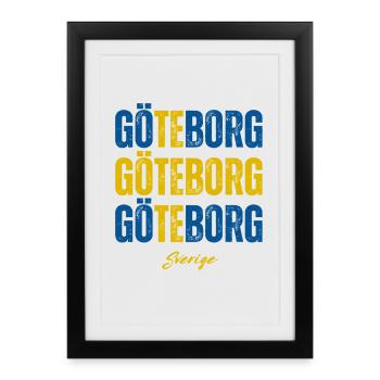 Göteborg, Suède, fier Suédois - Affiche encadrée (27 × 37 cm) - noir - Devant