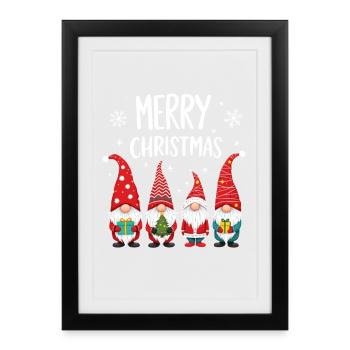 Merry Christmas Gnome Winter Magic - Framed poster (27 × 37 cm) - black - Front
